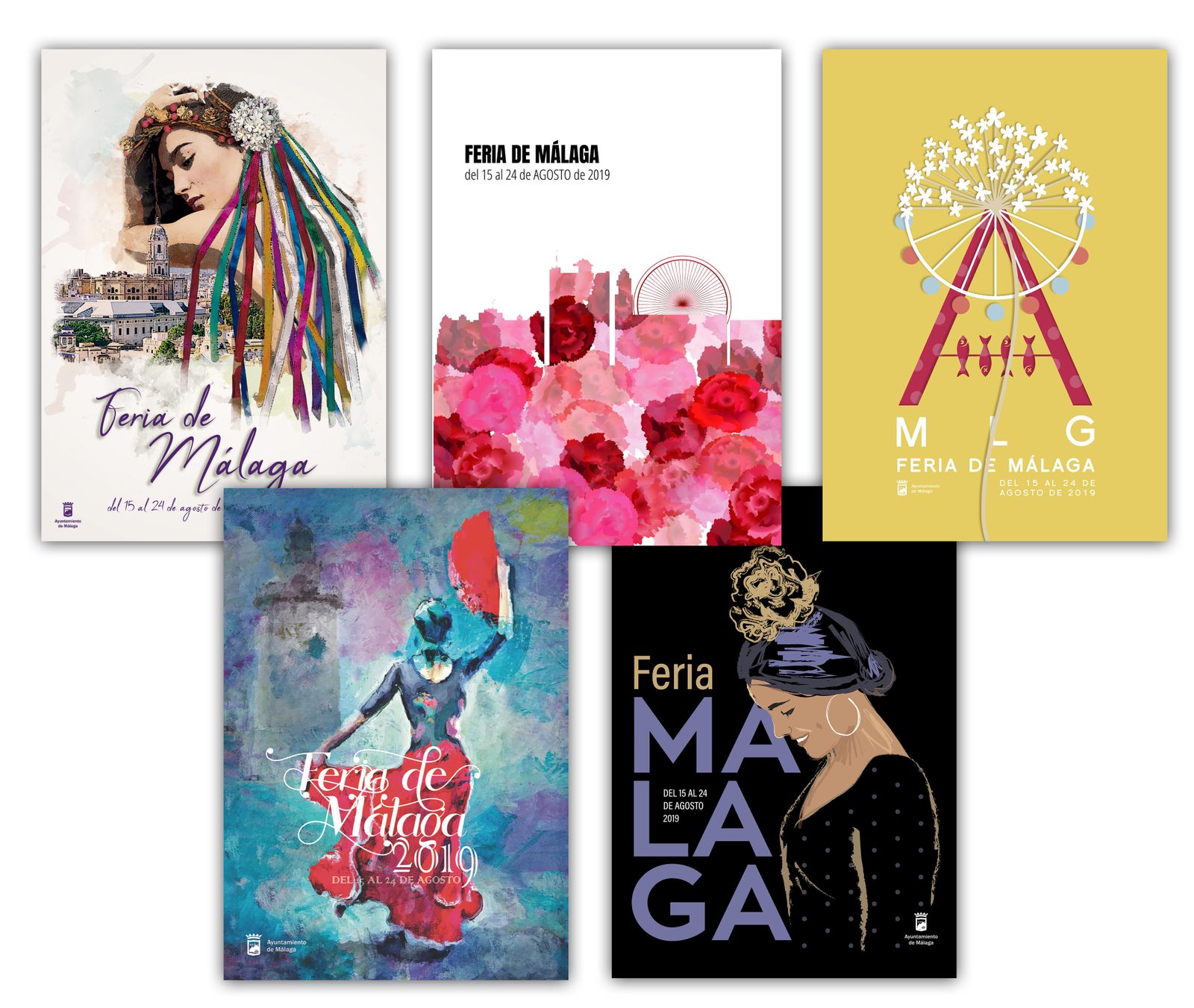 Fotos de los carteles finalistas de la Feria de Málaga 2019