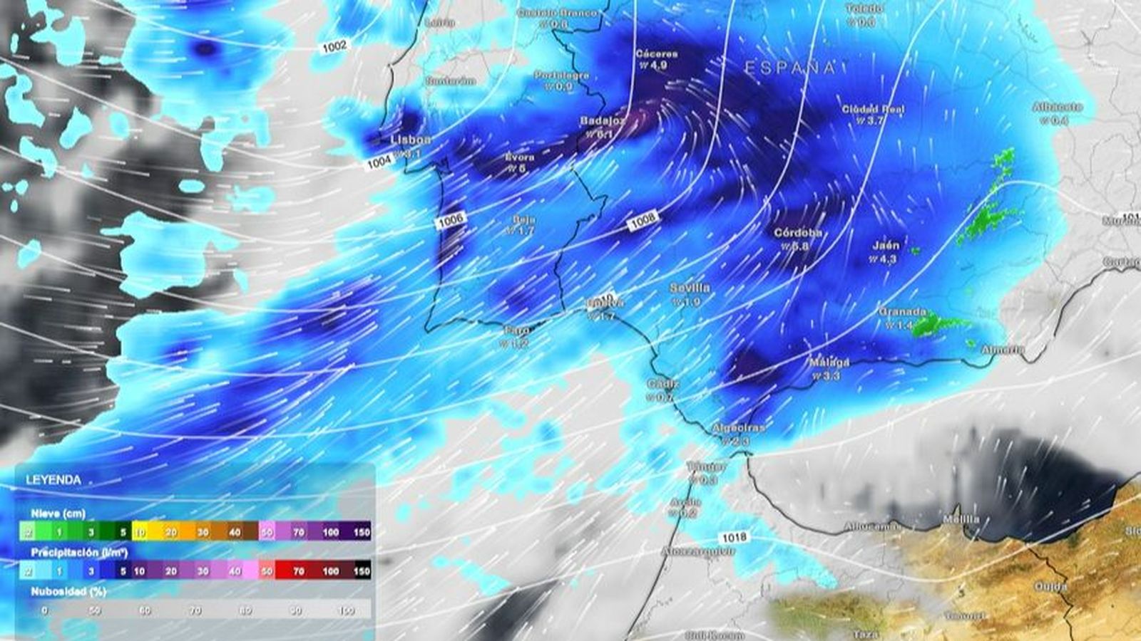 En la jornada del sábado las lluvias intensas irrumpirán de nuevo por el suroeste de Andalucía.