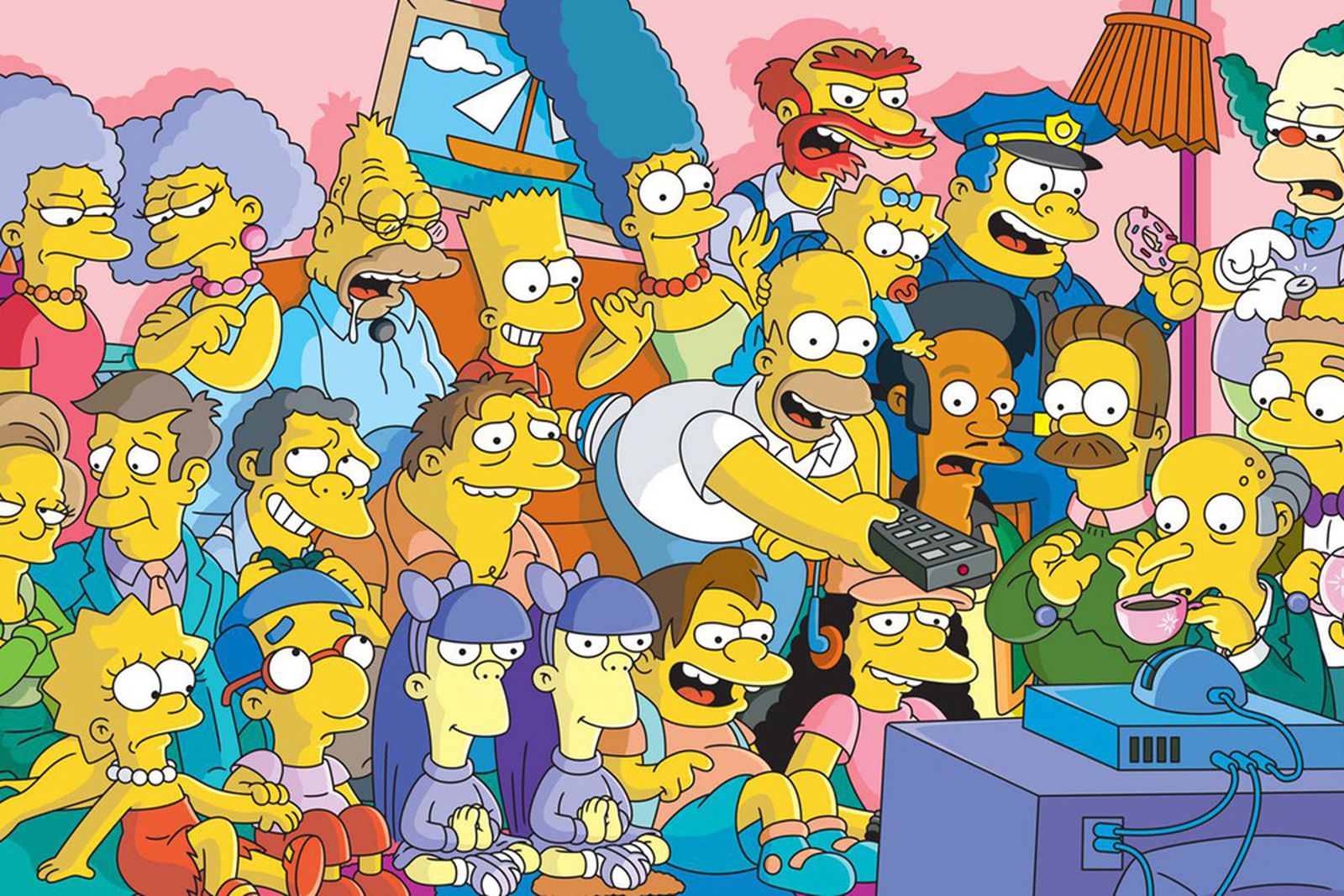 La familia Simpson y algunos de los centenares de secundarios tras 37 temporadas