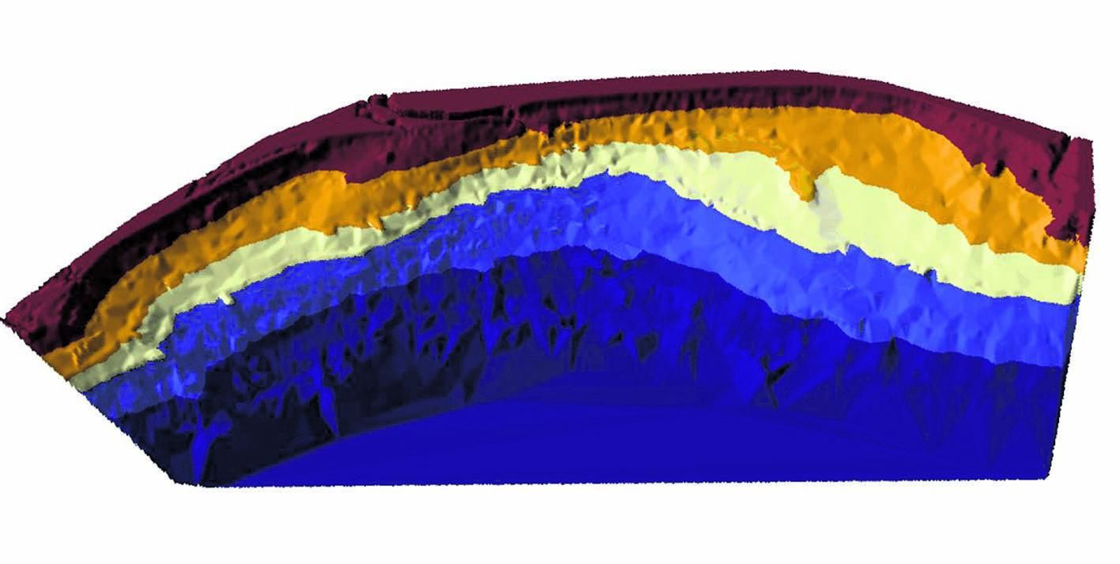1. El catamarán 'Rey Gerión'. 2. Logotipo del proyecto científico, un trípode de bronce ubicado en el escudo de Gerión mientras lucha con Hércules representado en una crátera. 3. Mapa virtual de Huelva desde el Guadiana (margen de la izquierda) al Guadalquivir (a la derecha) 4. Lozano durante la grabación de un documental. 5 y 7. El director del estudio manipula el robot. 6. Imágenes de un yacimiento subacuático captadas por el robot del investigador.