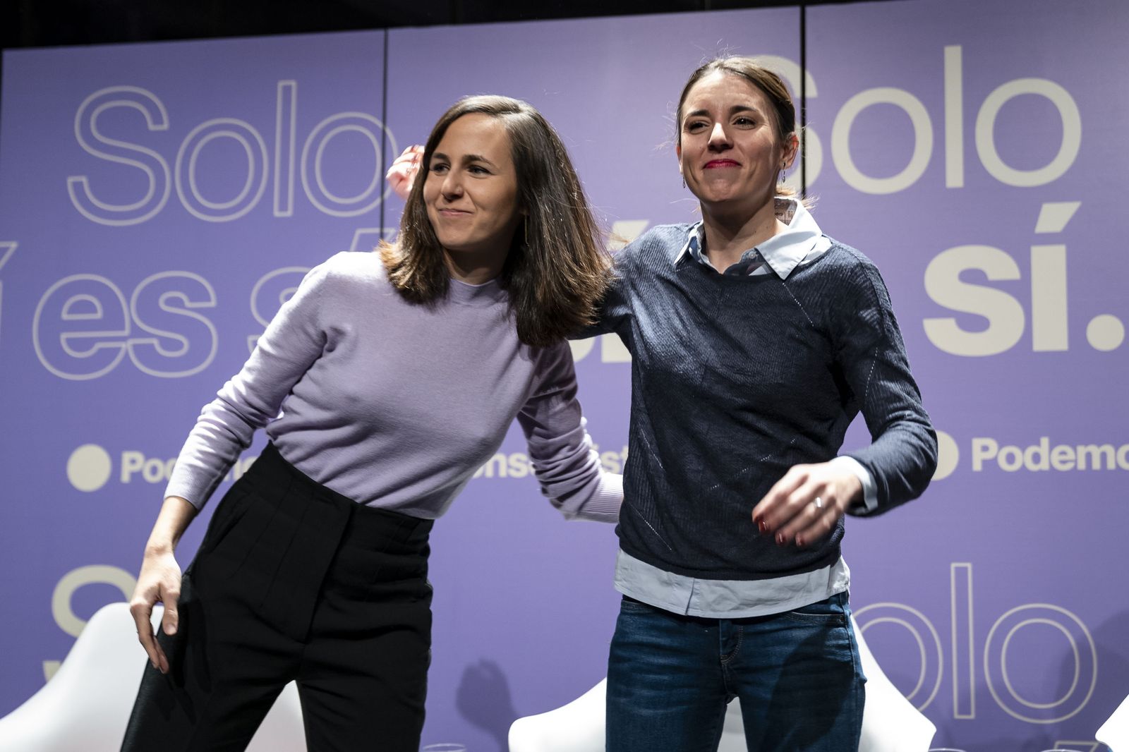 Ione Belarra e Irene Montero, en un acto de Unidas Podemos el pasado domingo