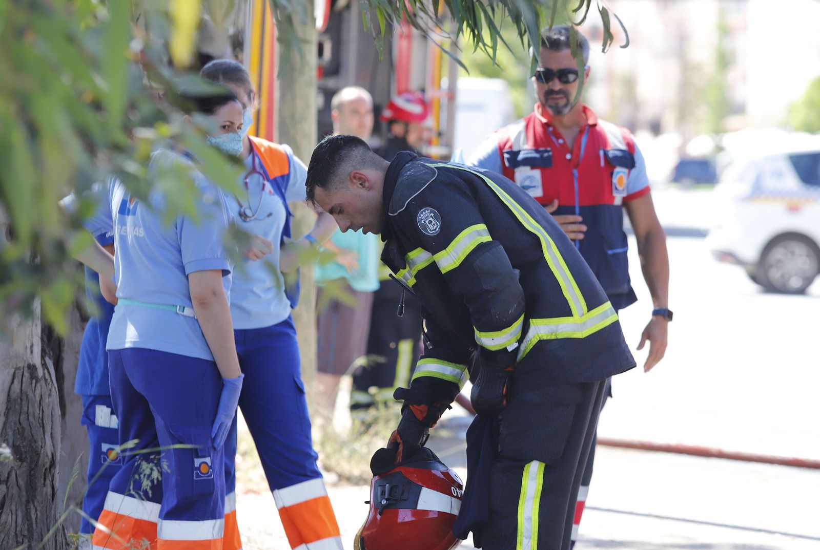 Incendio en las casas abandonadas de la calle Valverde del Camino en Huelva