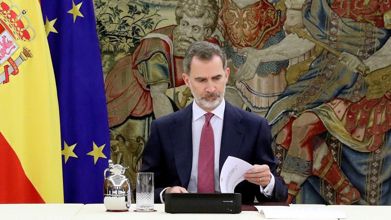 Imagen facilitada por la Casa del Rey de Felipe VI unas horas antes de su intervención ante la nación.