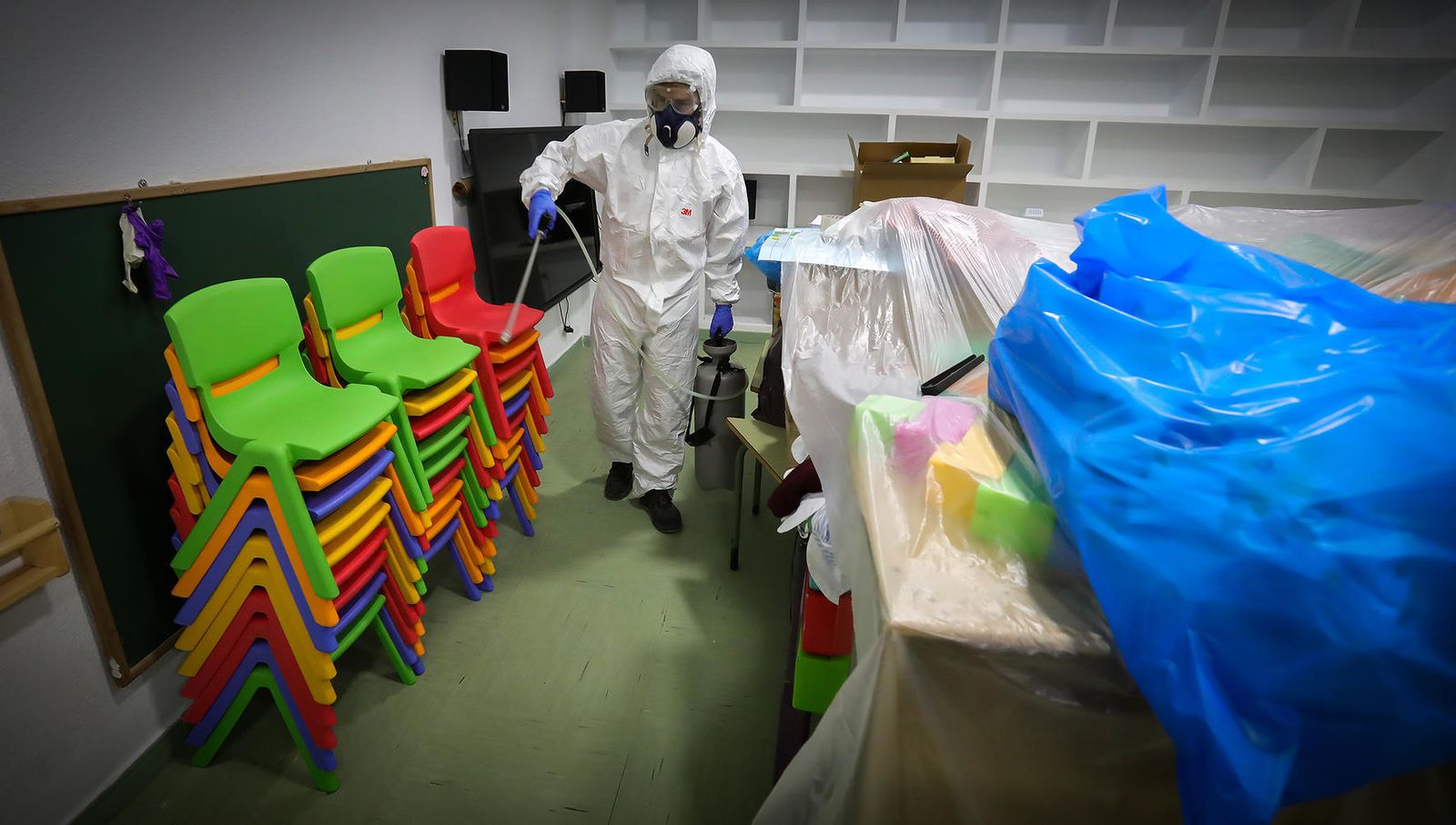 Una imagen de los colegios jerezanos en pandemia.