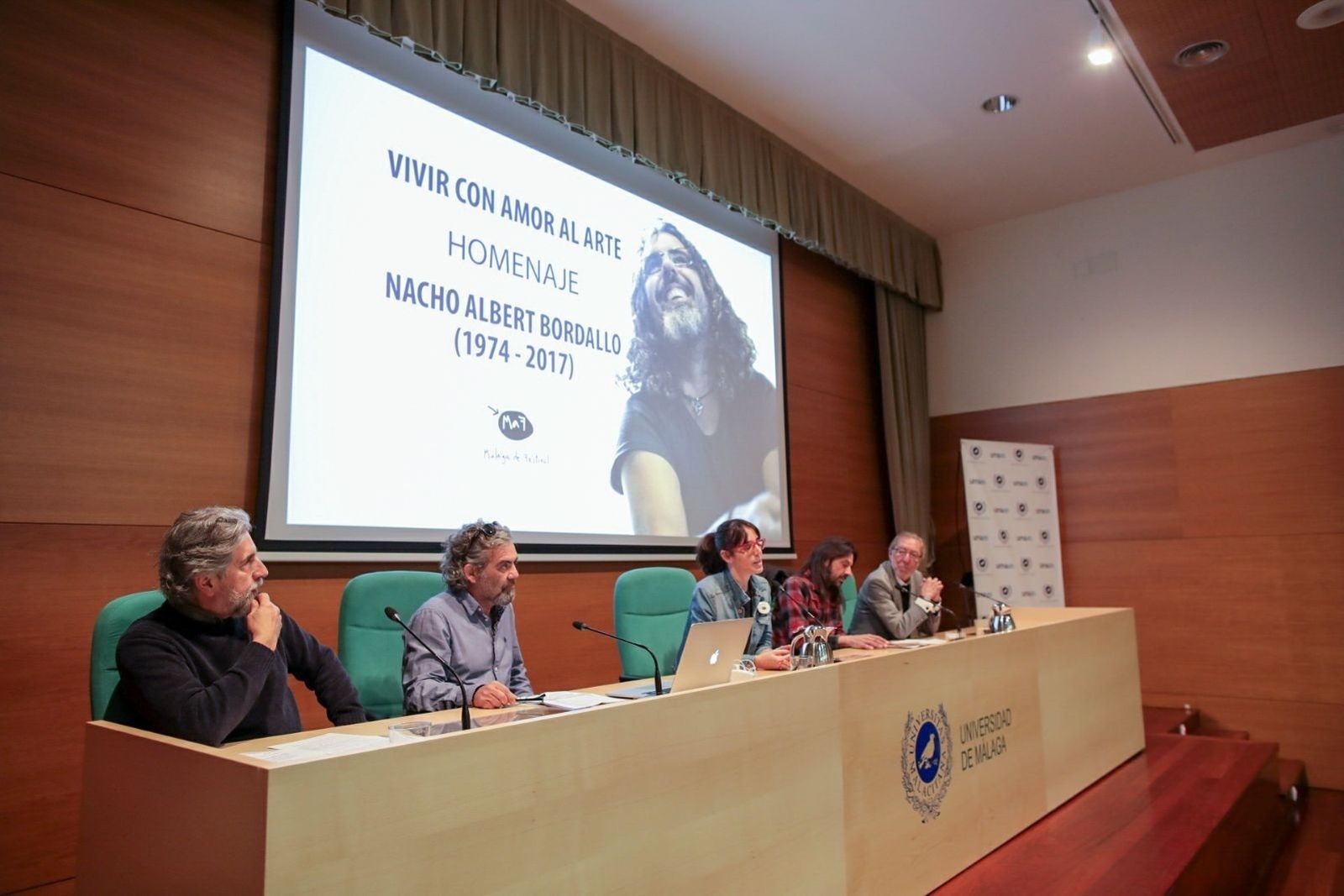 Homenaje a Nacho Albert, ayer, en el Rectorado de la UMA.