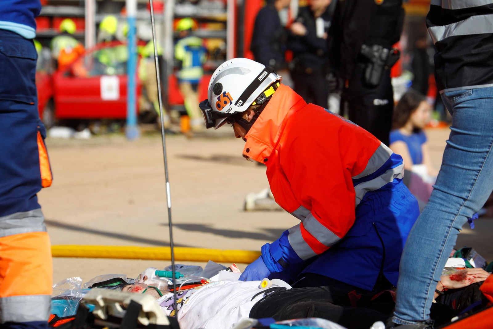 El simulacro de actuación ante una explosión en la Feria de Córdoba, en imágenes