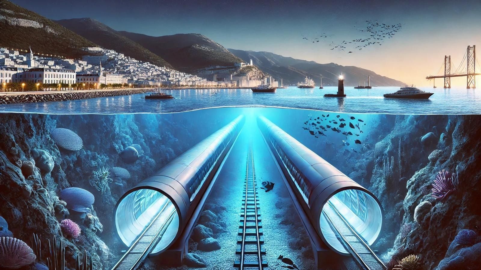 Ilustración del proyecto de túnel ferroviario entre Tarifa y Tánger