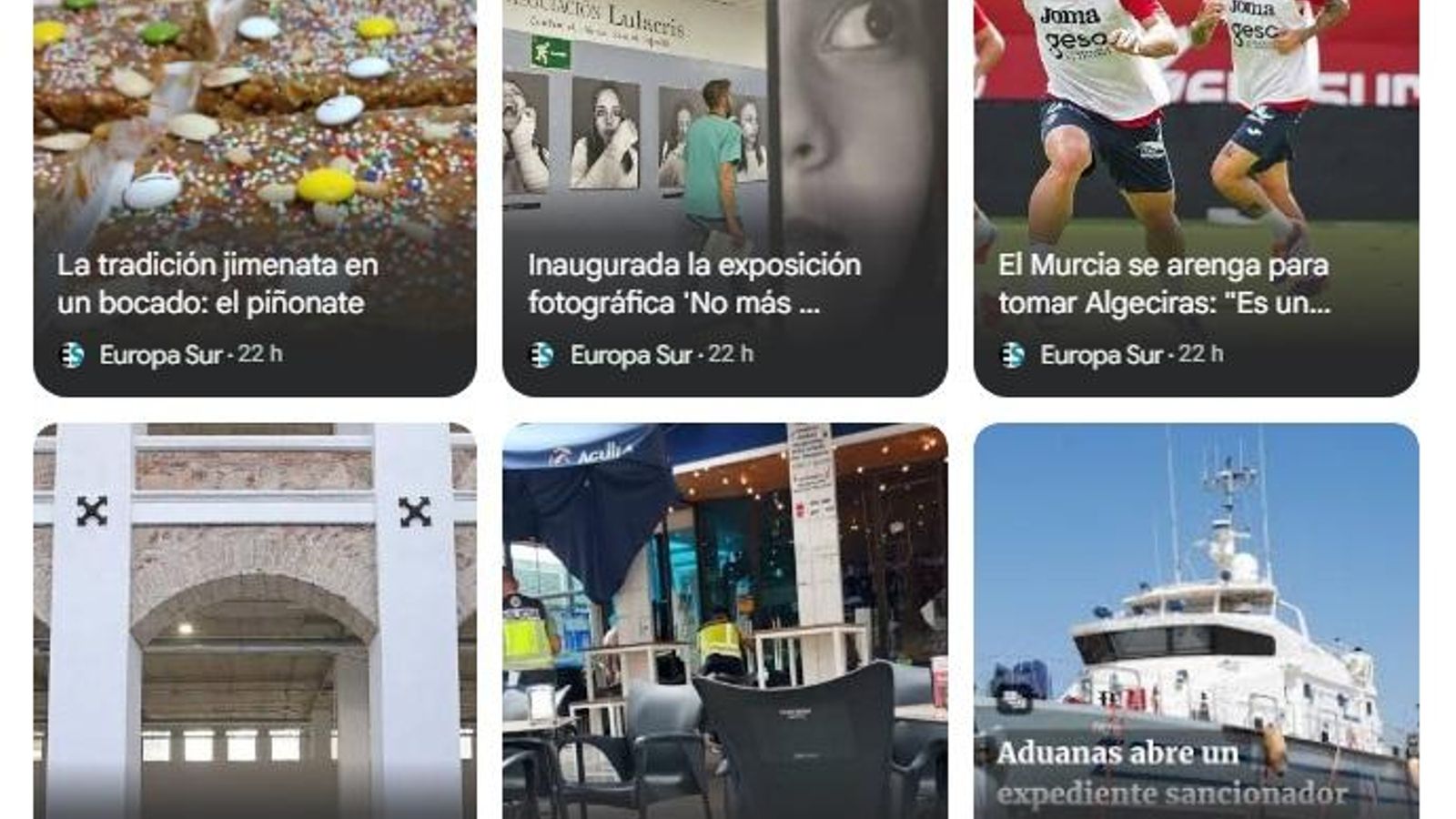 El feed de noticias de Europa Sur en Discover