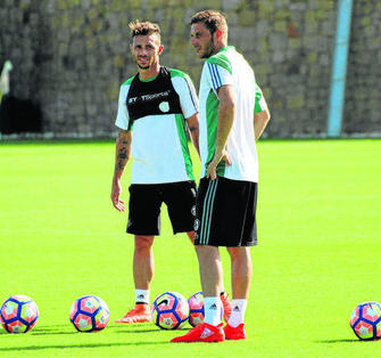 Rubén y Joaquín, durante un ejercicio en la pretemporada.