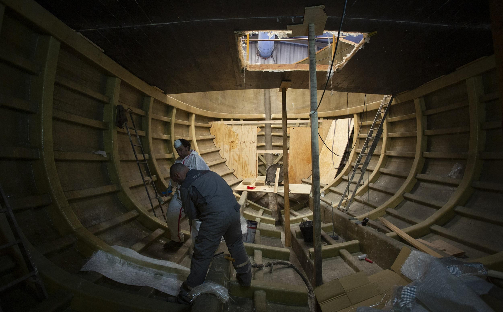 La Nao Victoria 500 se construye en un astillero de Punta Umbría