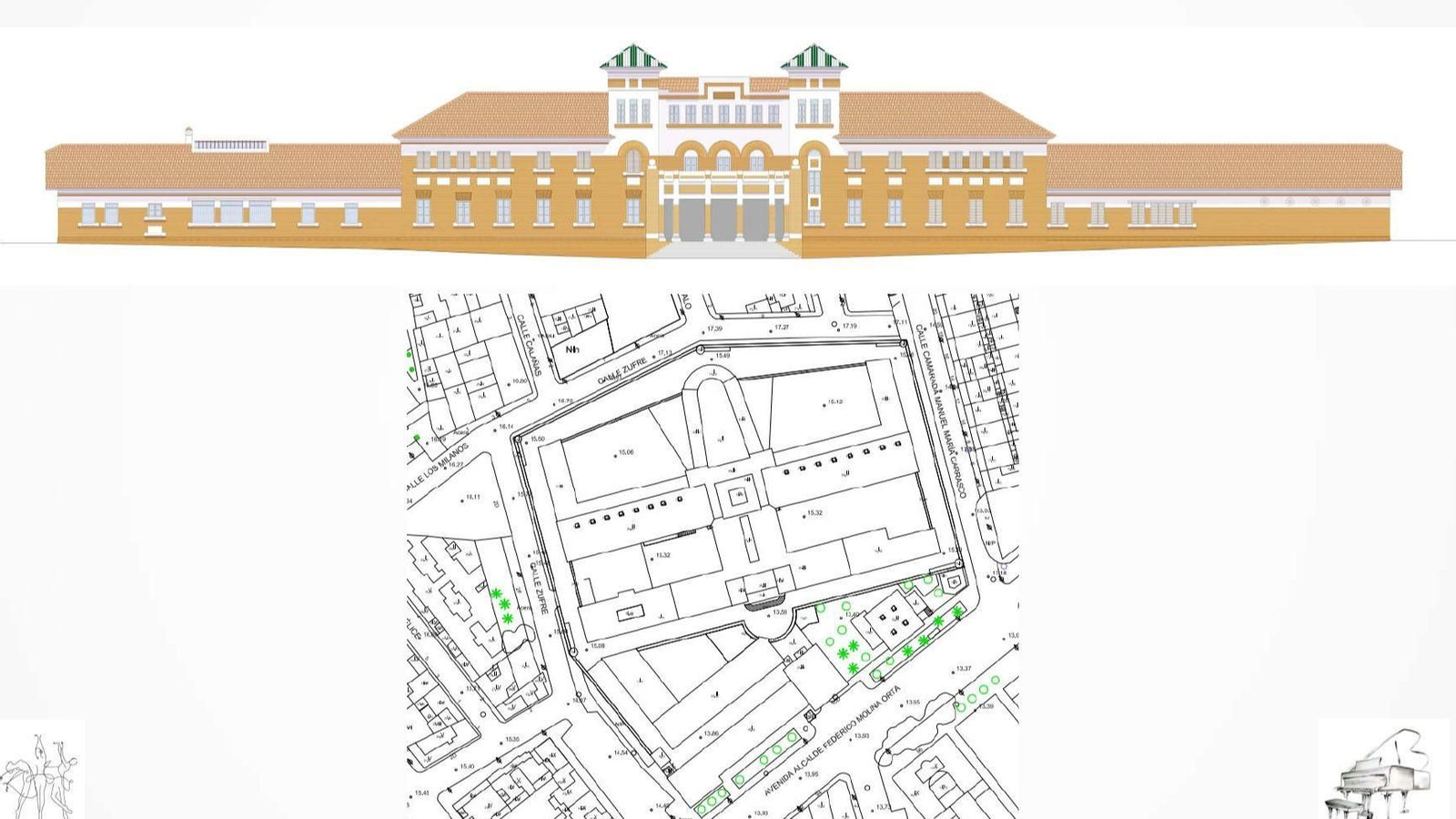 Así será la fachada del nuevo espacio creado tras la reforma de la antigua cárcel de Huelva.