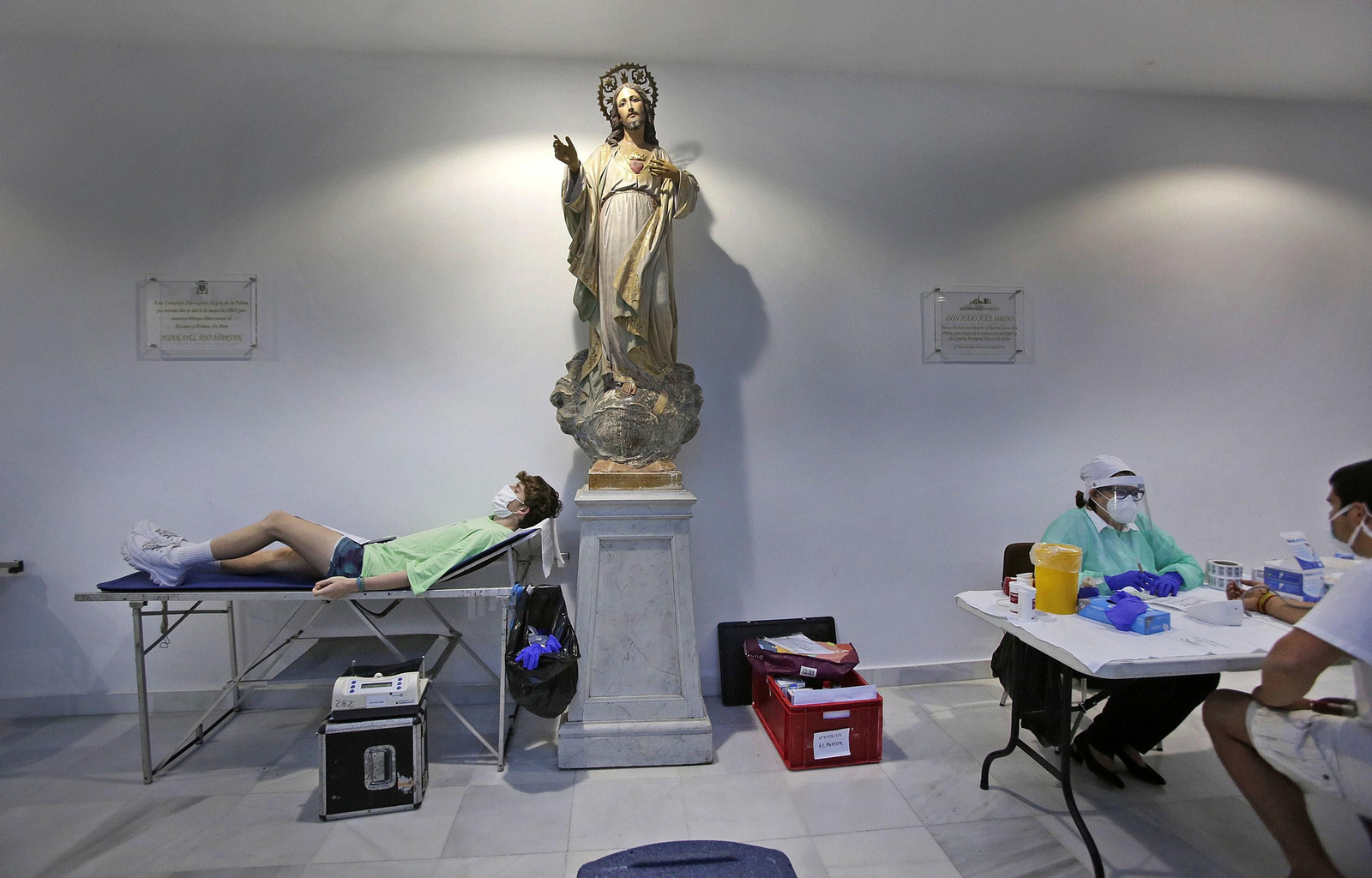 Punto de extracción de sangre, el pasado viernes en El Puerto.