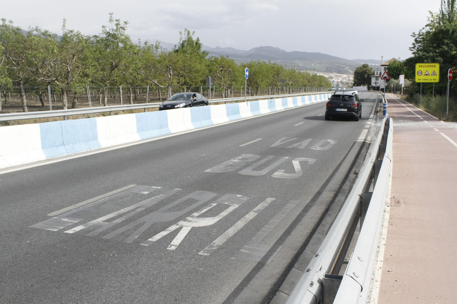 El carril bus de La Zubia tendrá las características de las vías para vehículos con alta ocupación.
