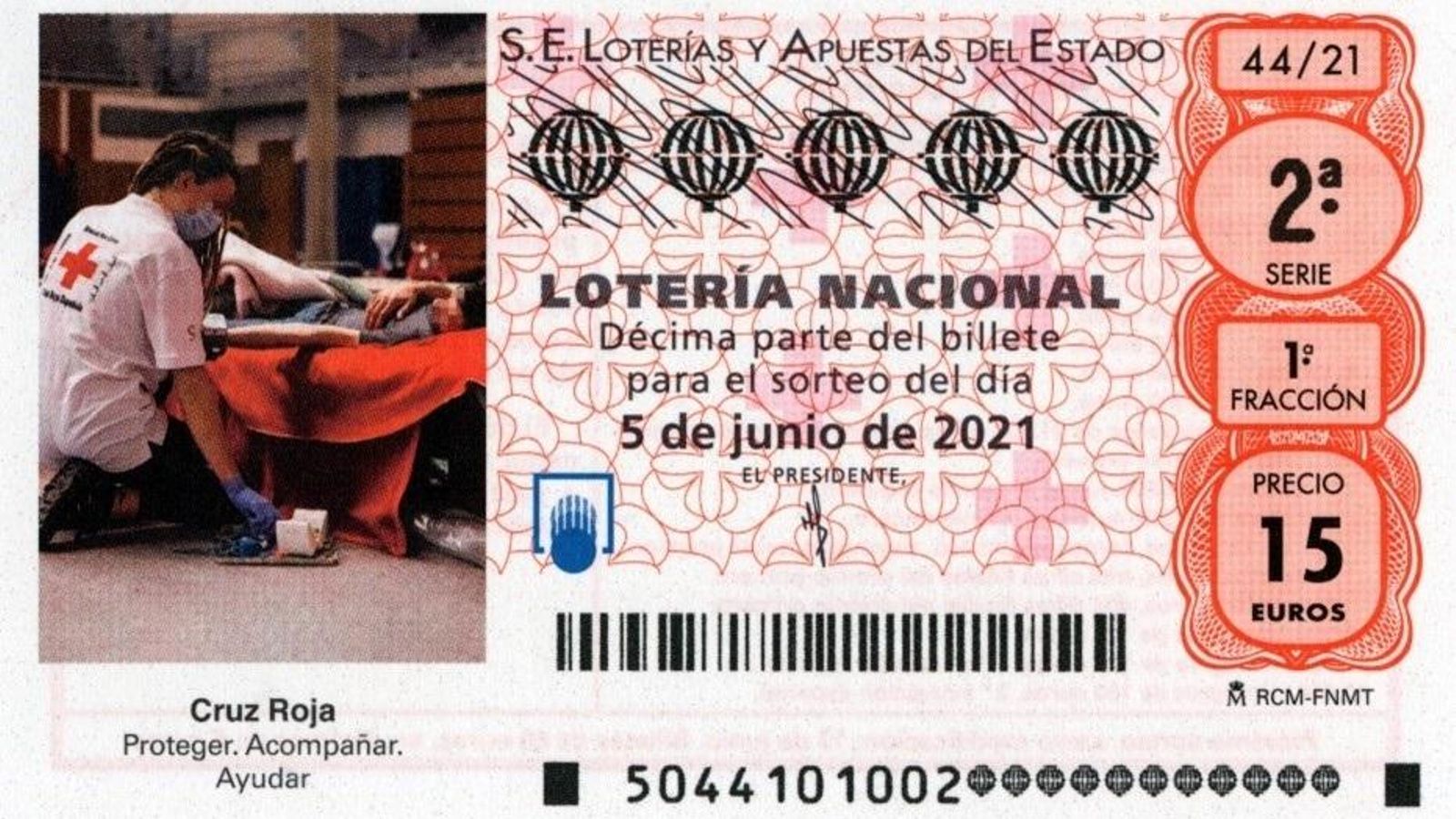 Décimo del Sorteo Extraordinario Cruz Roja de Lotería Nacional.