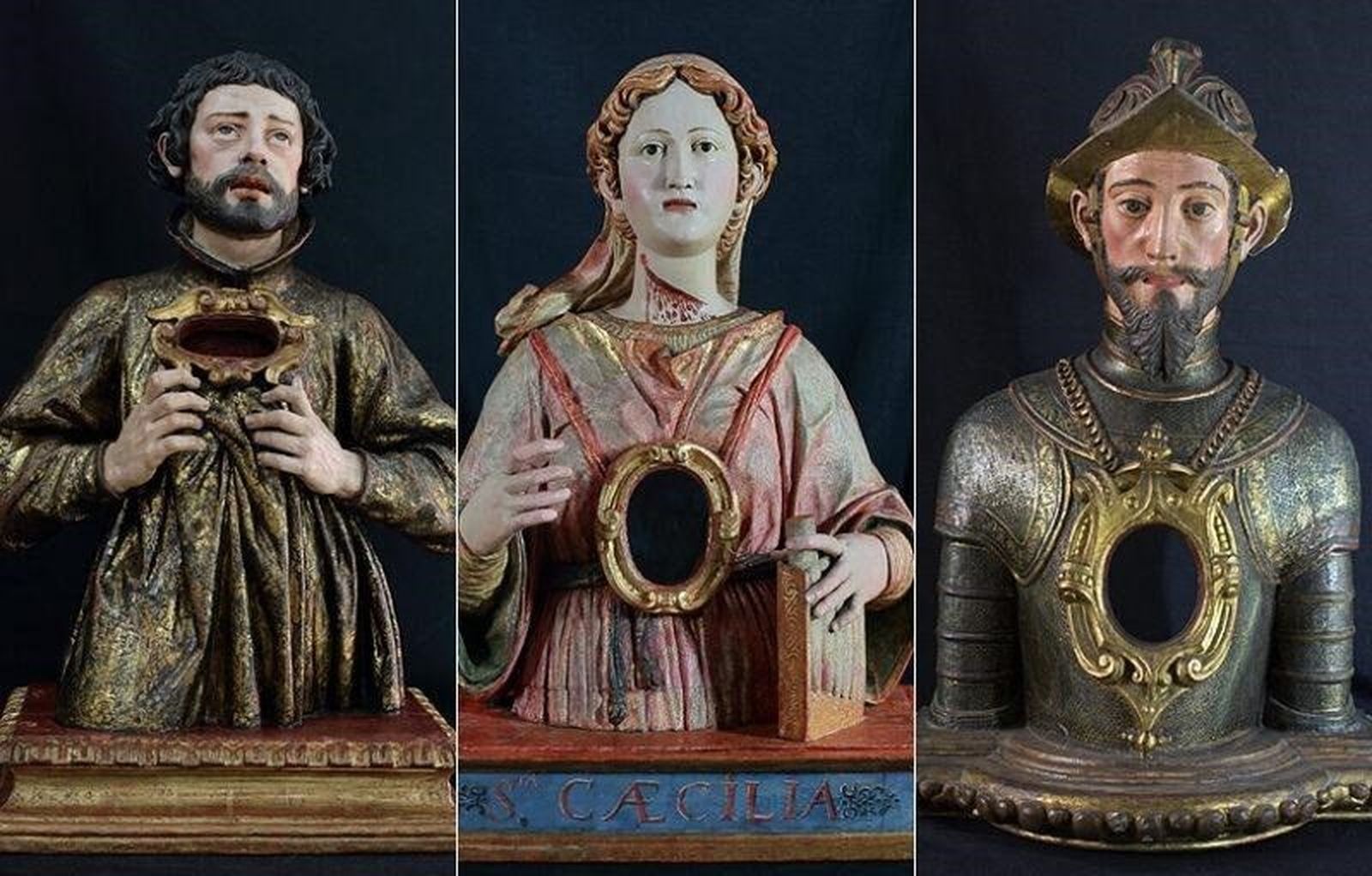 Conjunto de bustos-relicario restaurados por la Universidad de Sevilla.