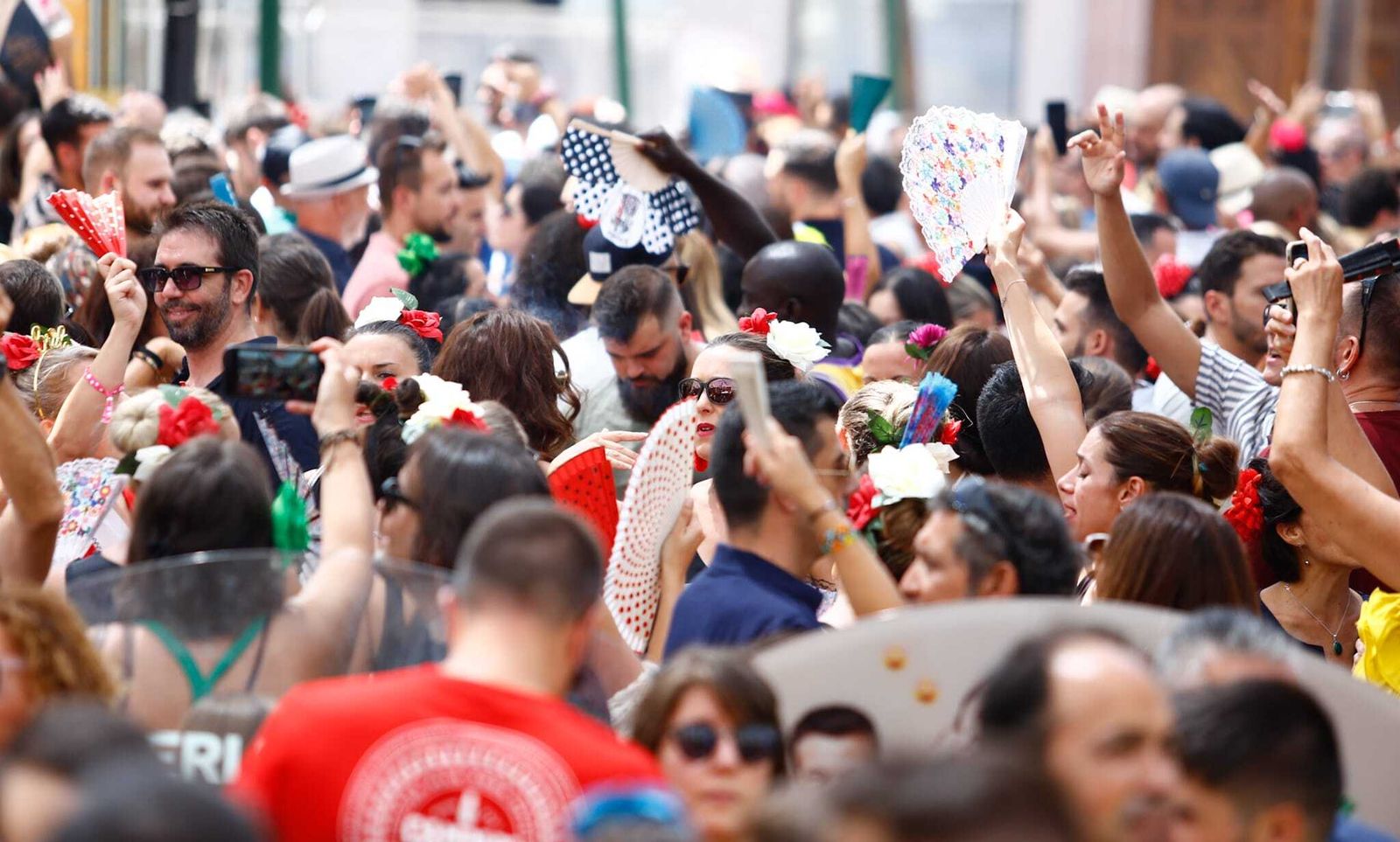 Feriantes en el Centro de Málaga.