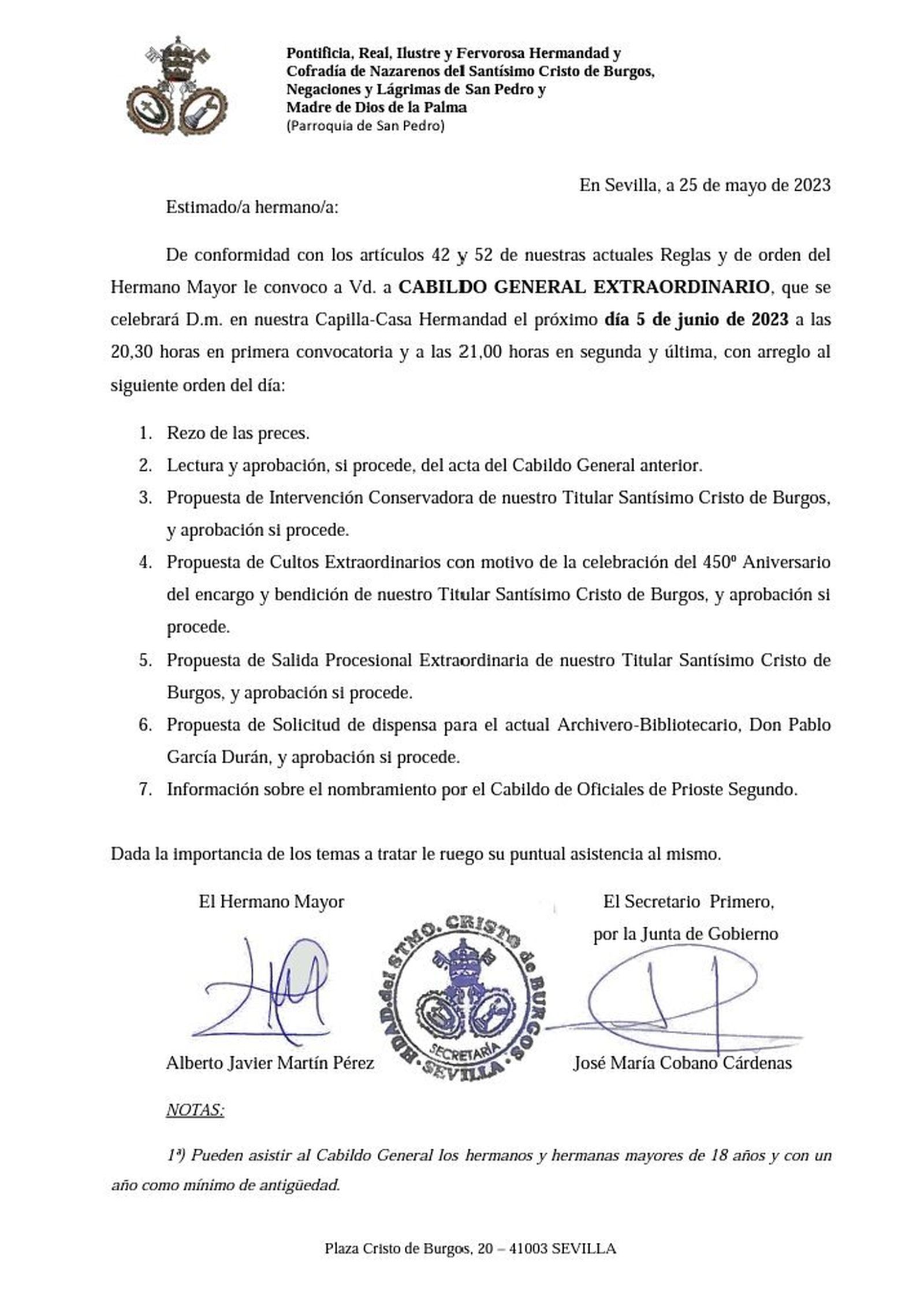 Orden del cabildo del próximo lunes 5 de junio