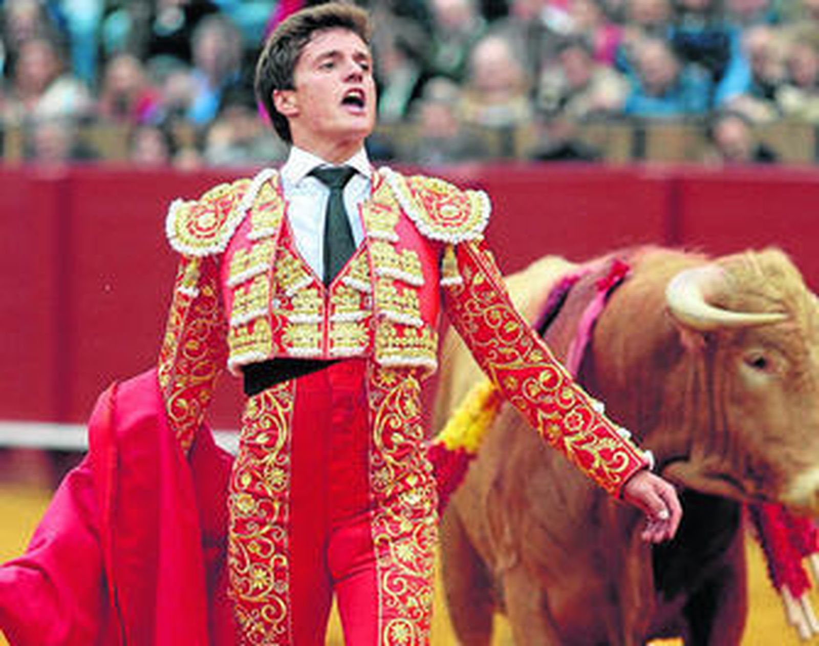 El novillero sevillano Lama de Góngora, en un desplante.