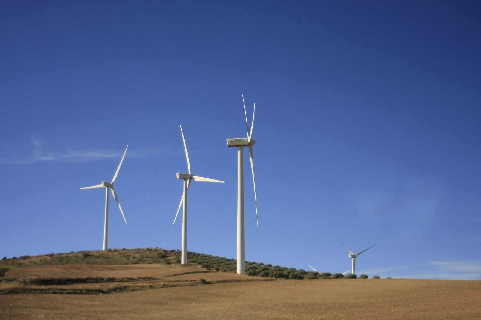 Generadores instalados en un parque  eólico  del Guadalteba.