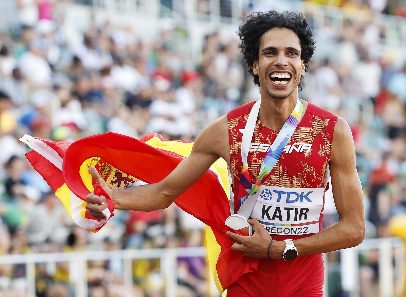 Mo Katir, tras ganar el bronce en Eugene.
