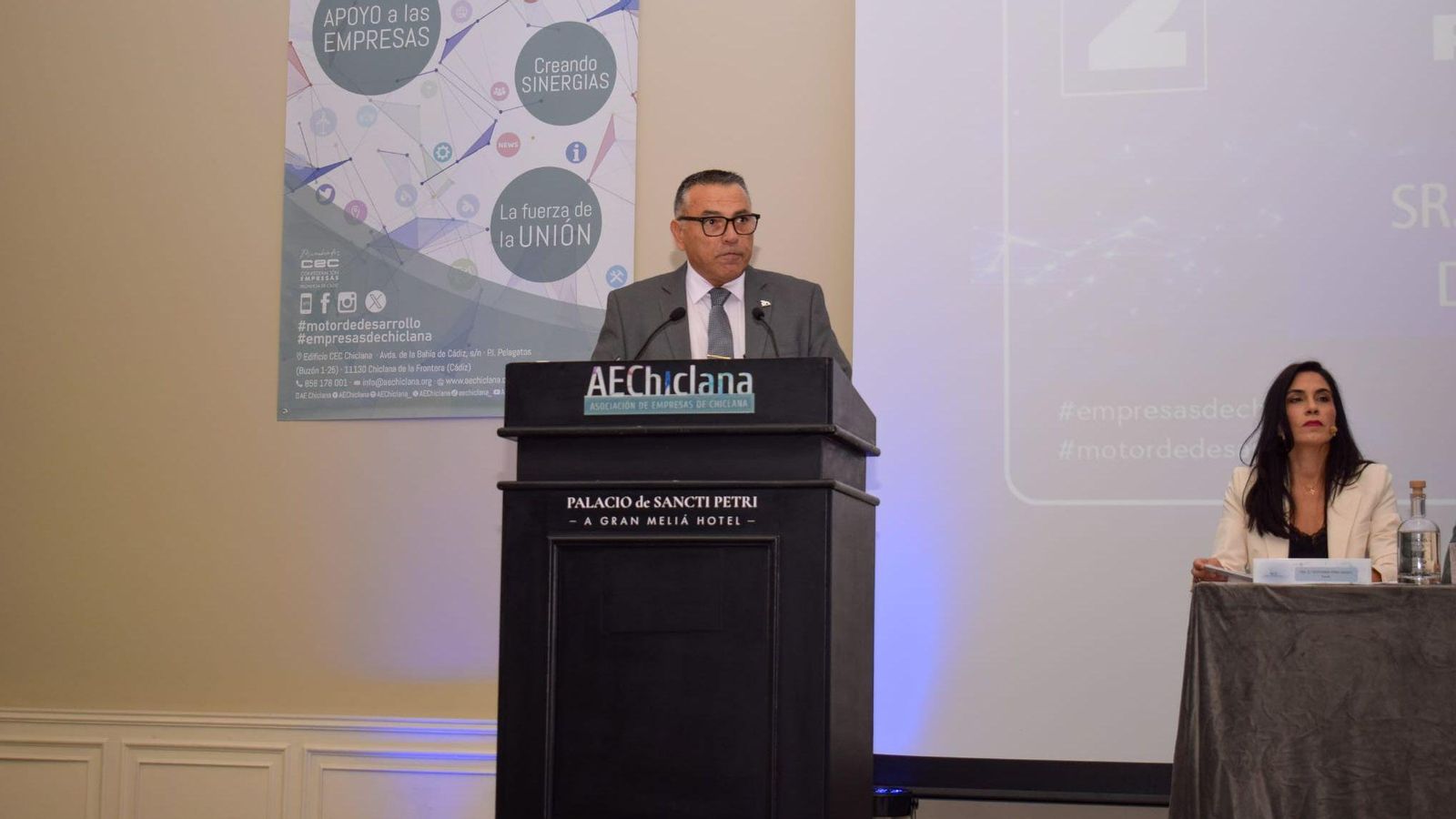 El presidente de los empresarios, durante su intervención en la asamblea.