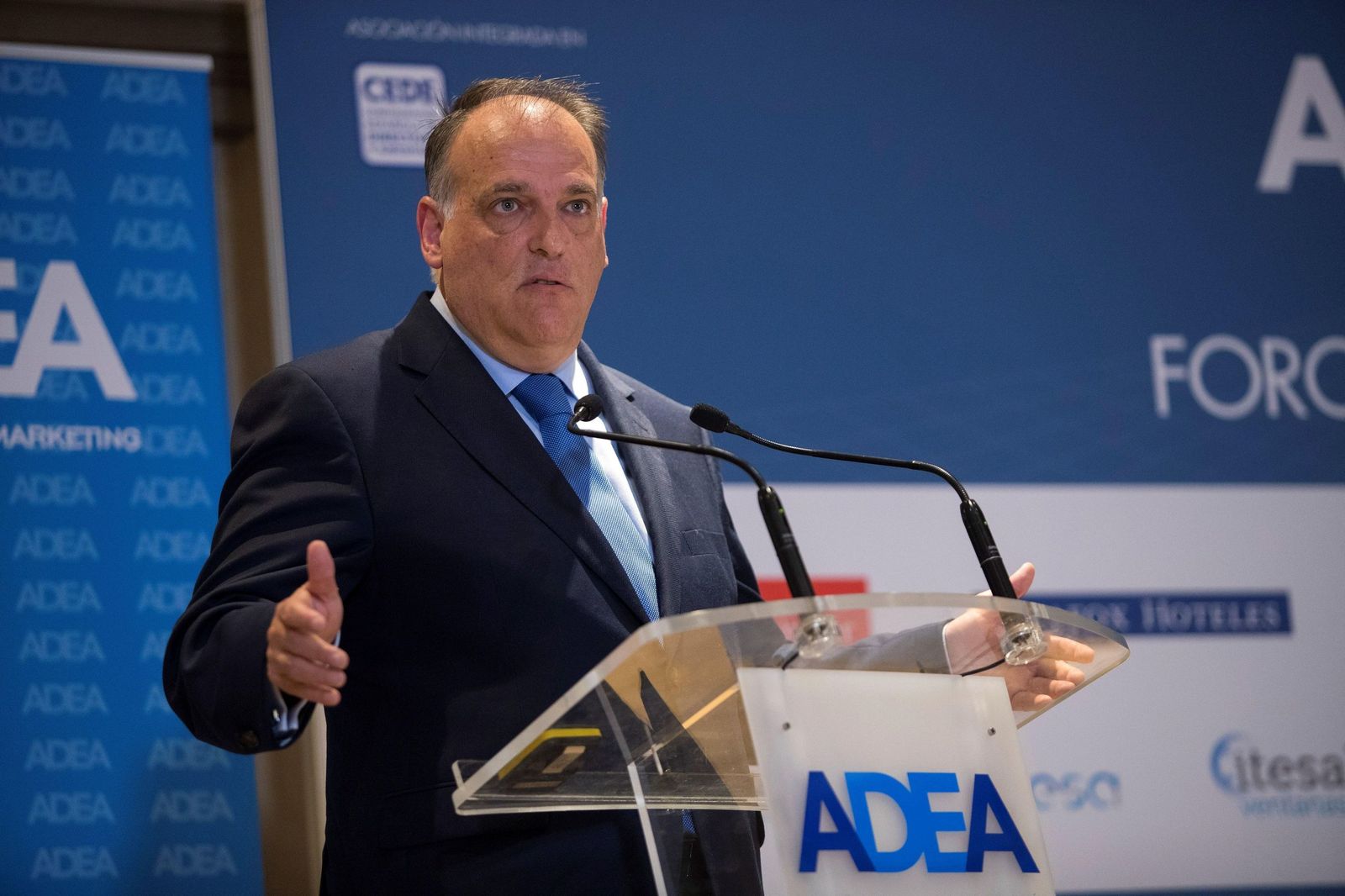Javier Tebas, en una reciente conferencia.
