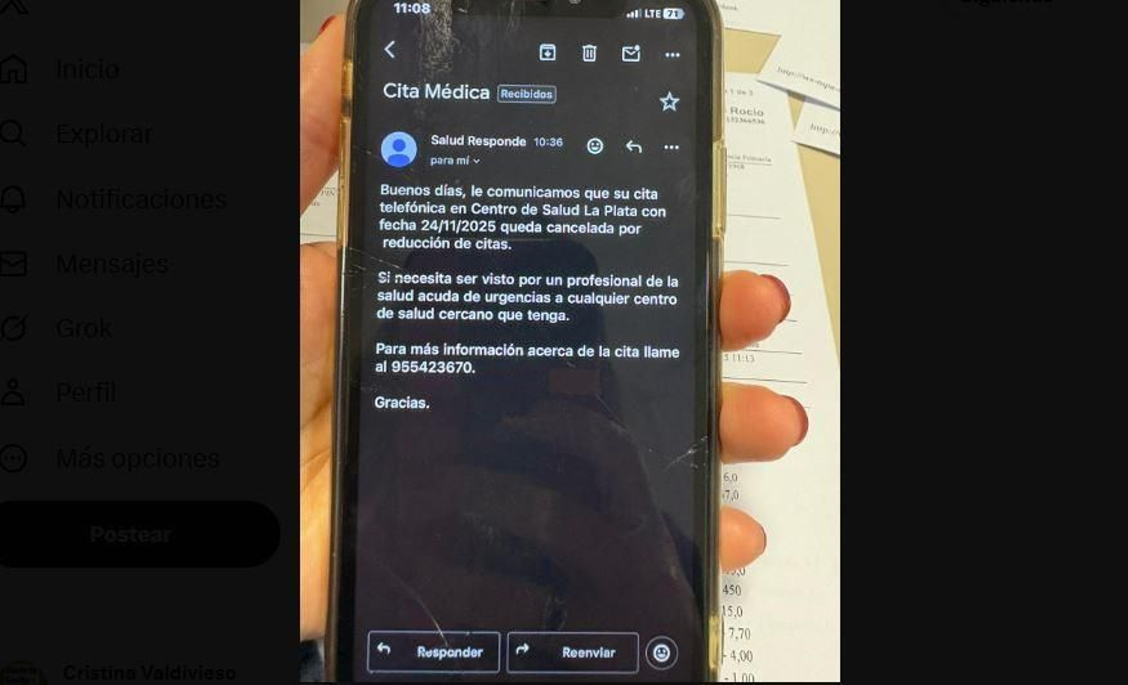 El ejemplo de uno de los mensajes falsos recibidos por algunos usuarios.