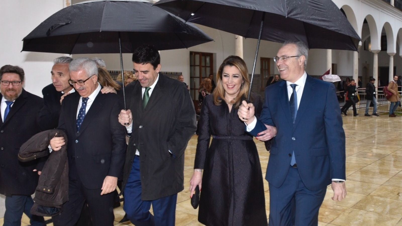 Susana Díaz, con Juan Pablo Durán, Manuel Jiménez Barrios y Mario Jiménez.