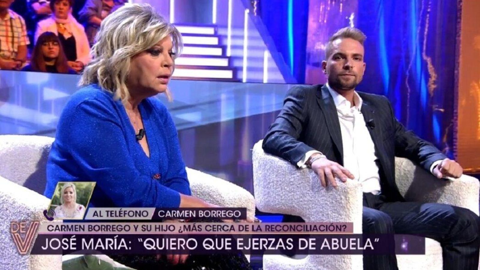 Terelu Campos y José María Almoguera en el plató de '¡De Viernes!' Terelu Campos y José María Almoguera en el plató de '¡De Viernes!'