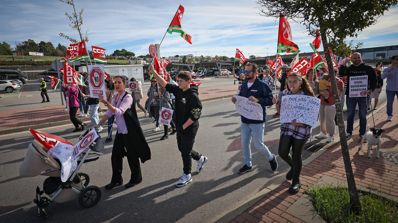 Manifestación de sindicatos y trabajadores