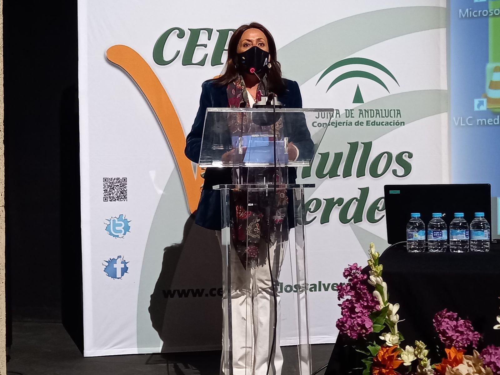 La delegada territorial de Educación y Deporte en Huelva, Estela Villalba en la inauguración de las Jornadas Provinciales de Directores.