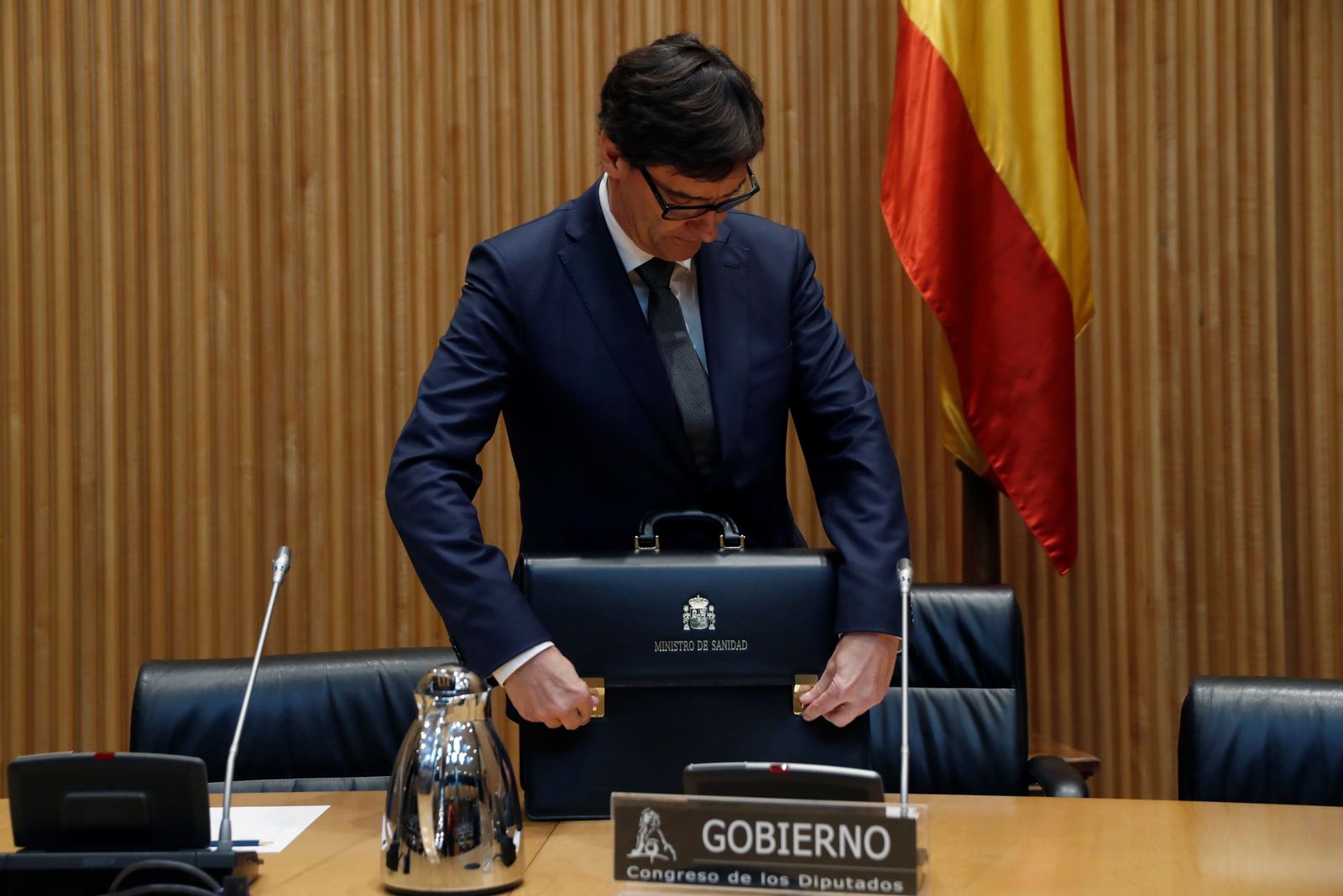 El ministro d Sanidad, Salvador Illa, este jueves ante la comisión del ramo en el Congreso de los Diputados