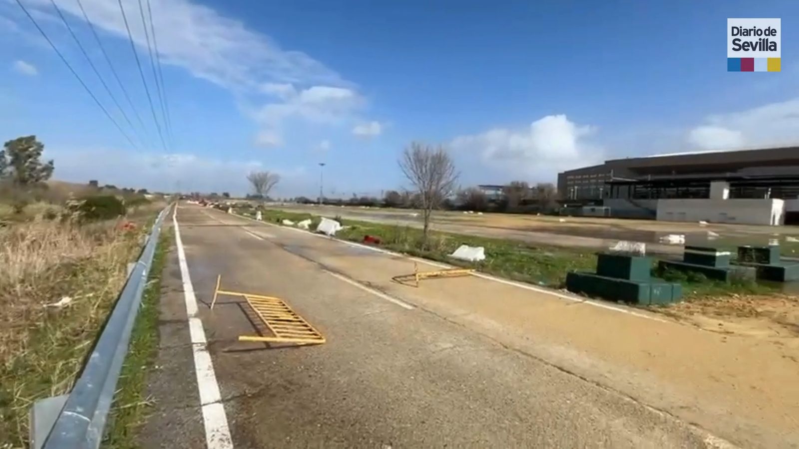 Así están los accesos al Estadio de La Cartuja tras el paso de la Borrasca Leonardo