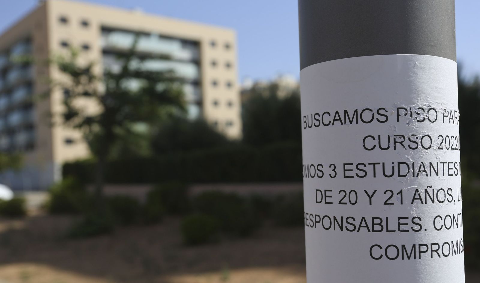 Un cartel de búsqueda de piso compartido.