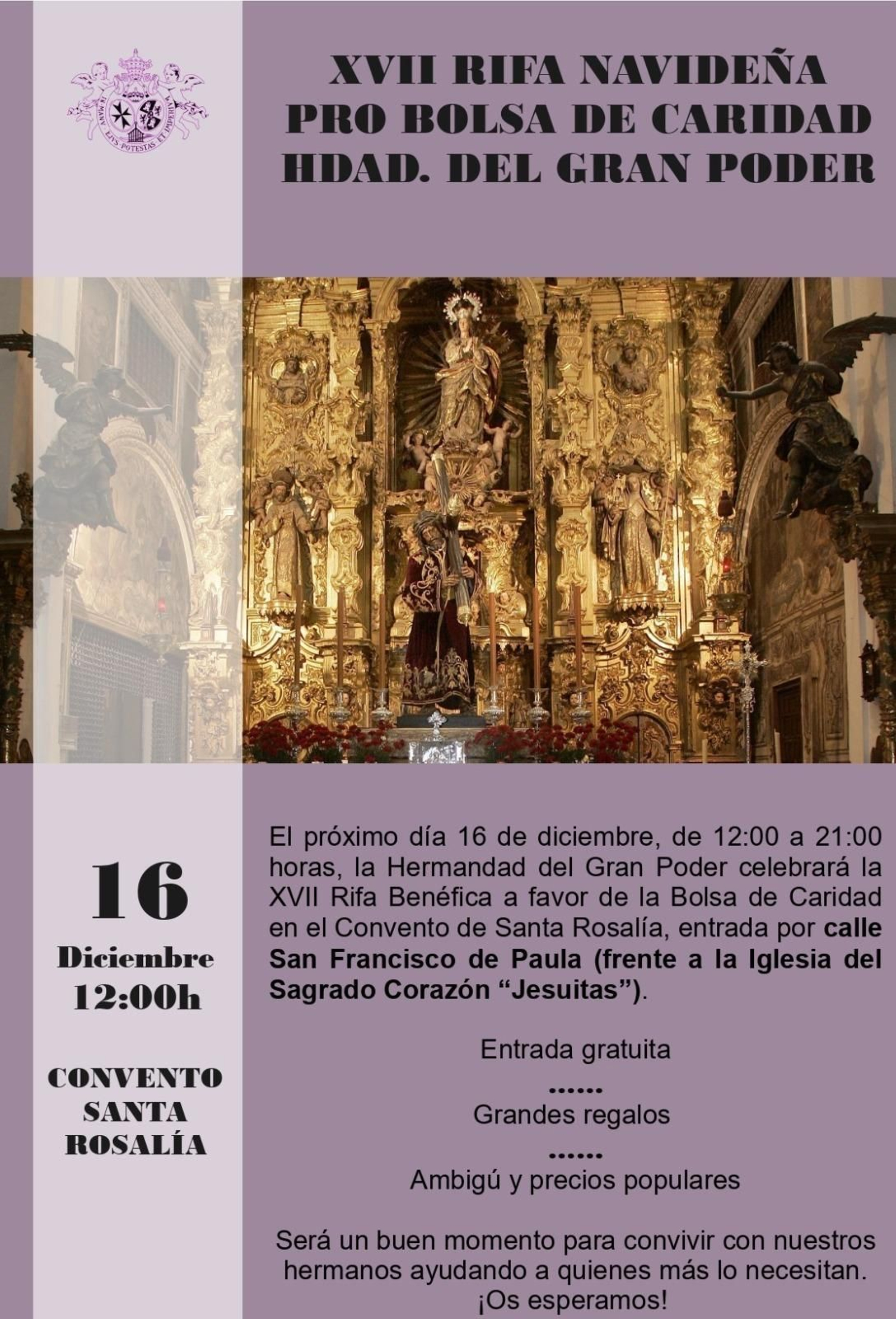 El cartel de la rifa benéfica.