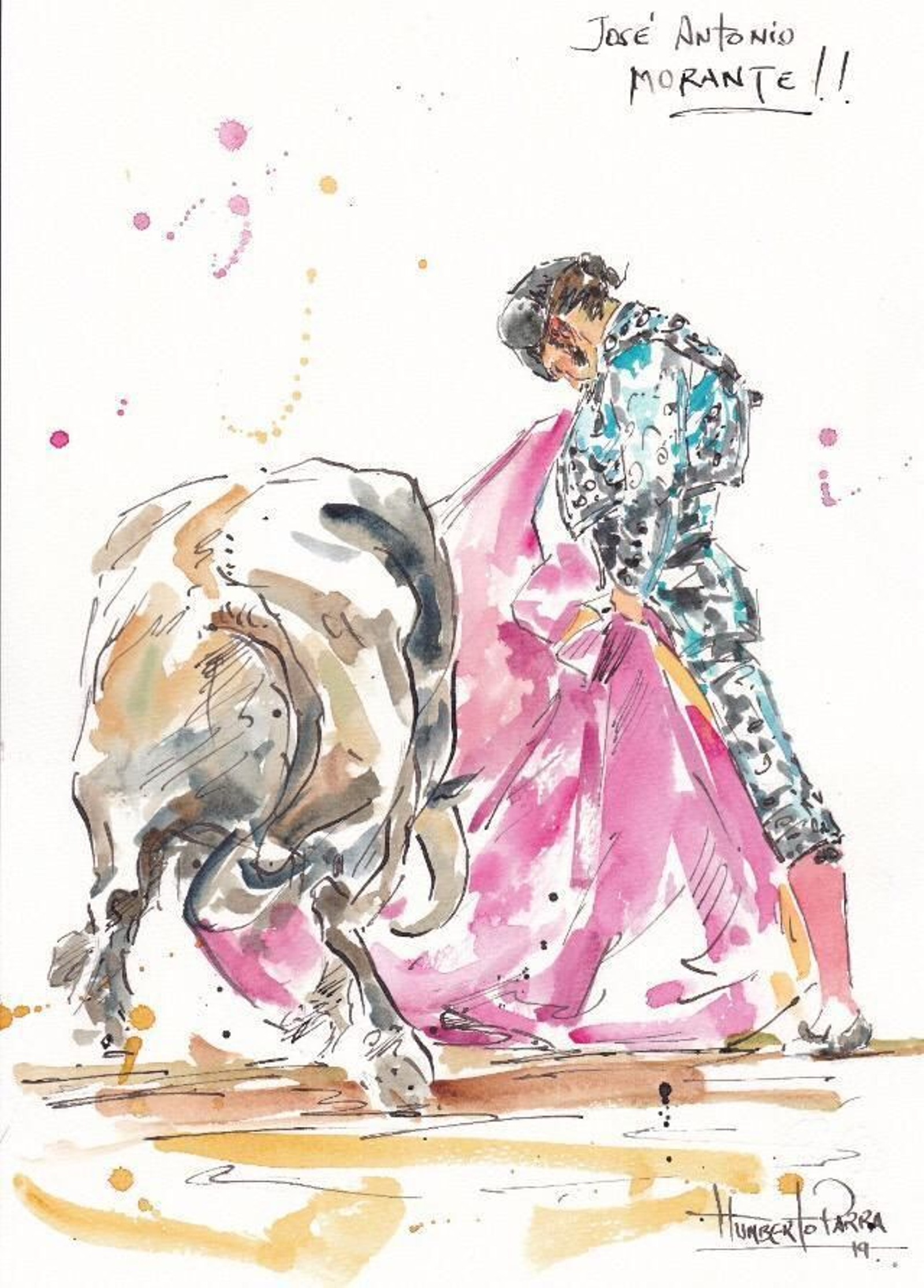 Apunte del artista Humberto Parra tomado en la plaza, tras ver a Morante.