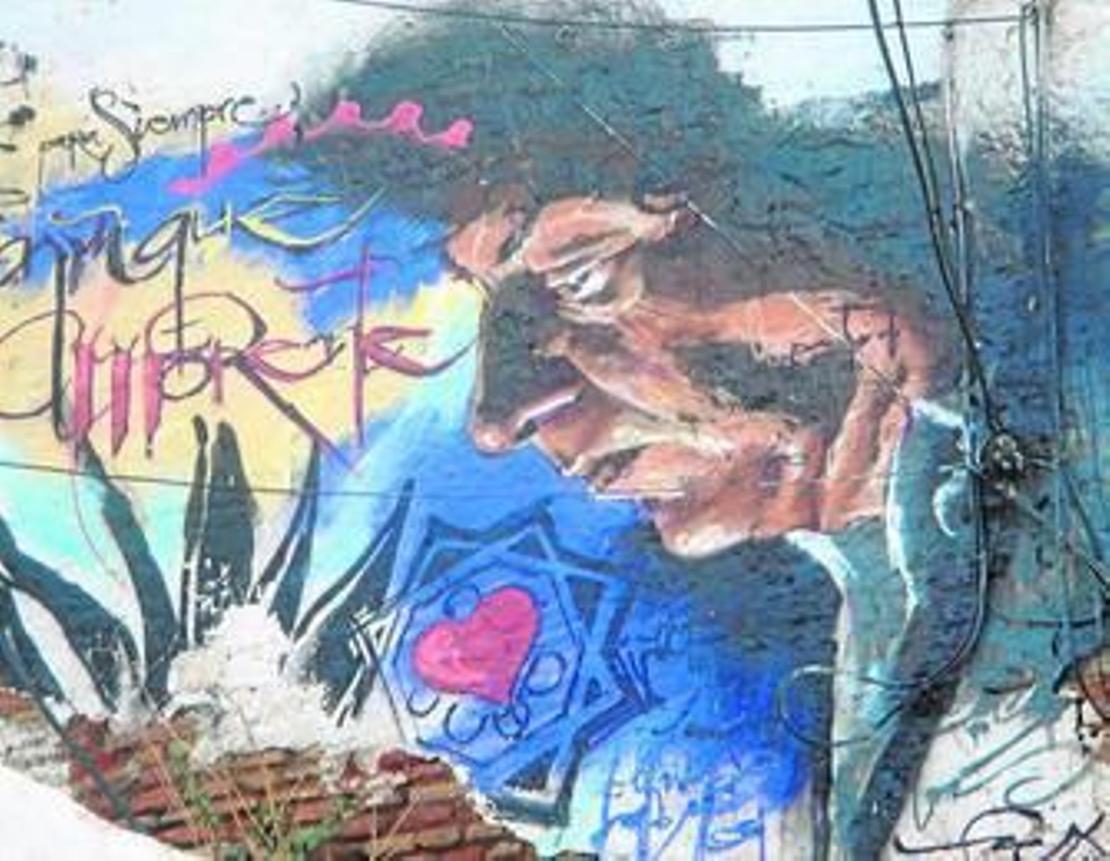 Pared del tablao los Tarantos en la que se encuentra el dibujo..