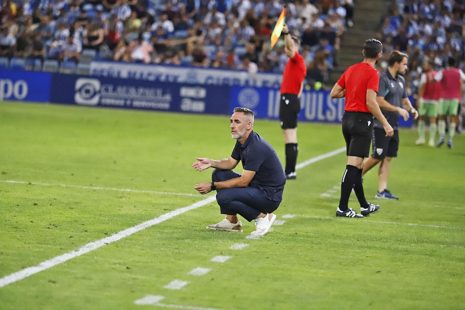 Abel Gómez, en la banda del Nuevo Colombino.