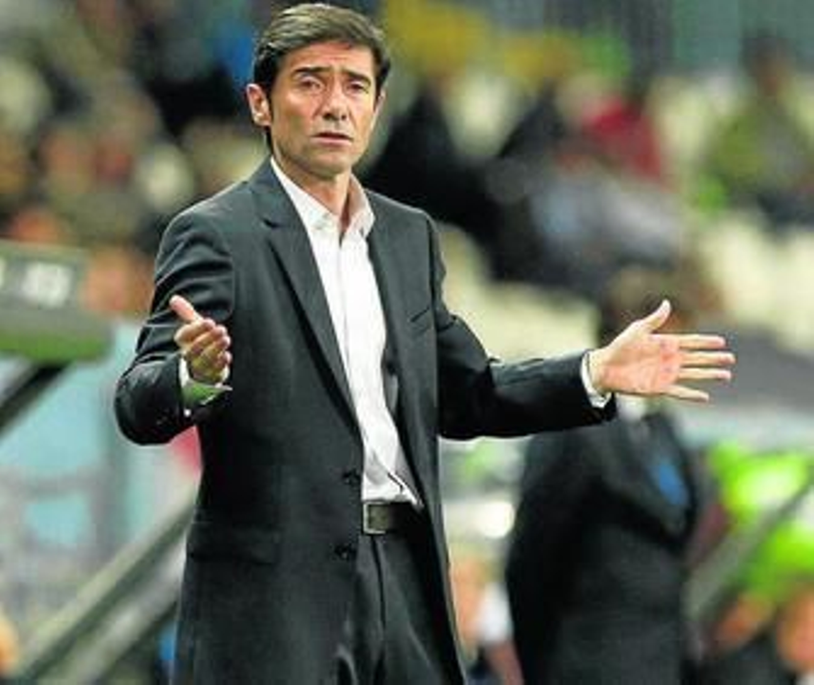 Marcelino García Toral gesticula durante un encuentro liguero.