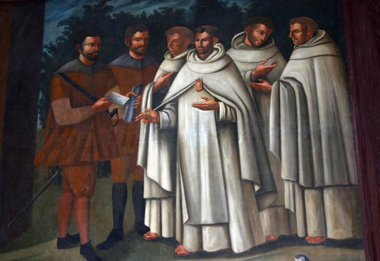 El alcaide de Castellar entregando la cédula de fundación a fray Juan del Santísimo y al resto de la comunidad mercedaria El alcaide de Castellar entregando la cédula de fundación a fray Juan del Santísimo y al resto de la comunidad mercedaria