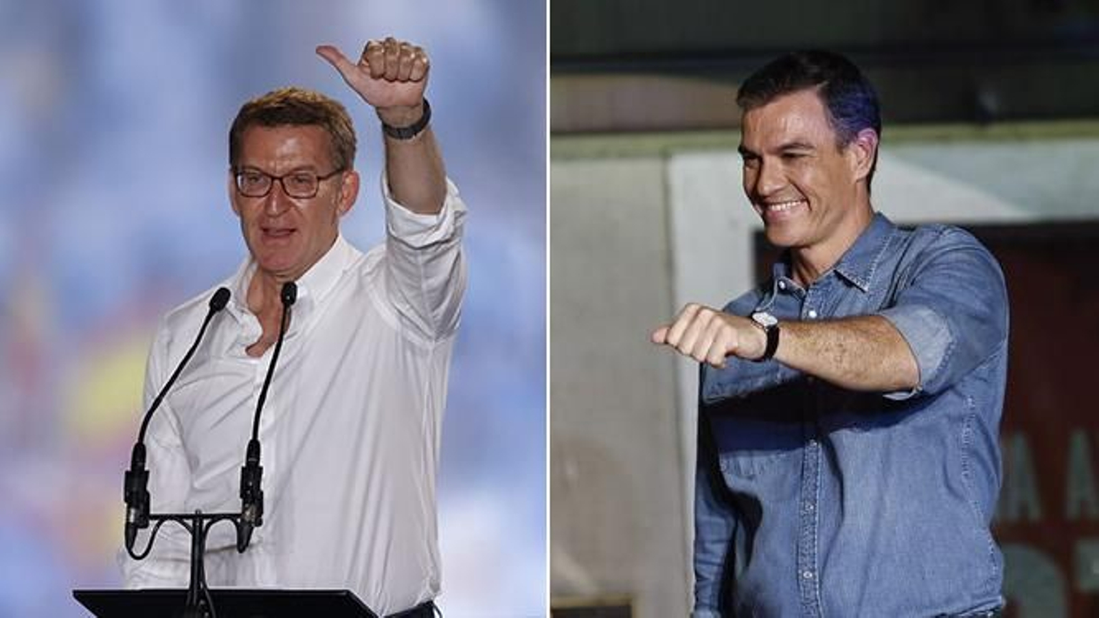 Feijóo y Sánchez celebran en las sedes de sus partidos el resultado electoral.