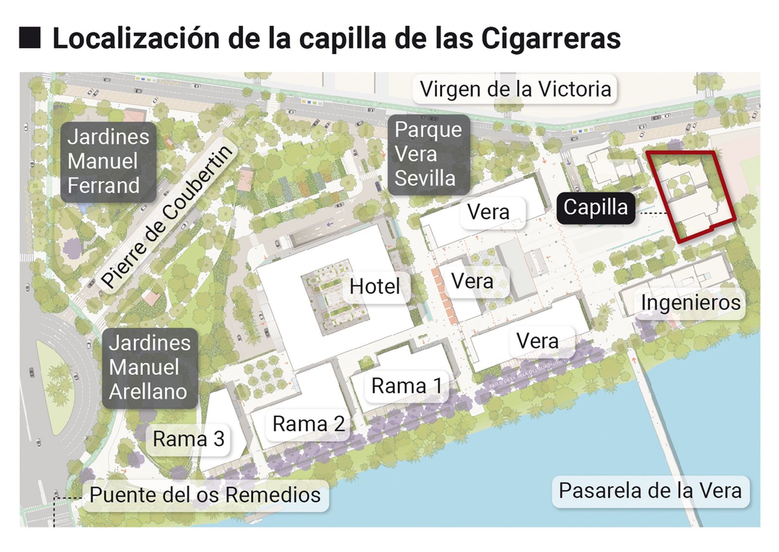 Ubicación de la capilla de las Cigarreras. Fuente: Gerencia de Urbanismo y Medio Ambiente