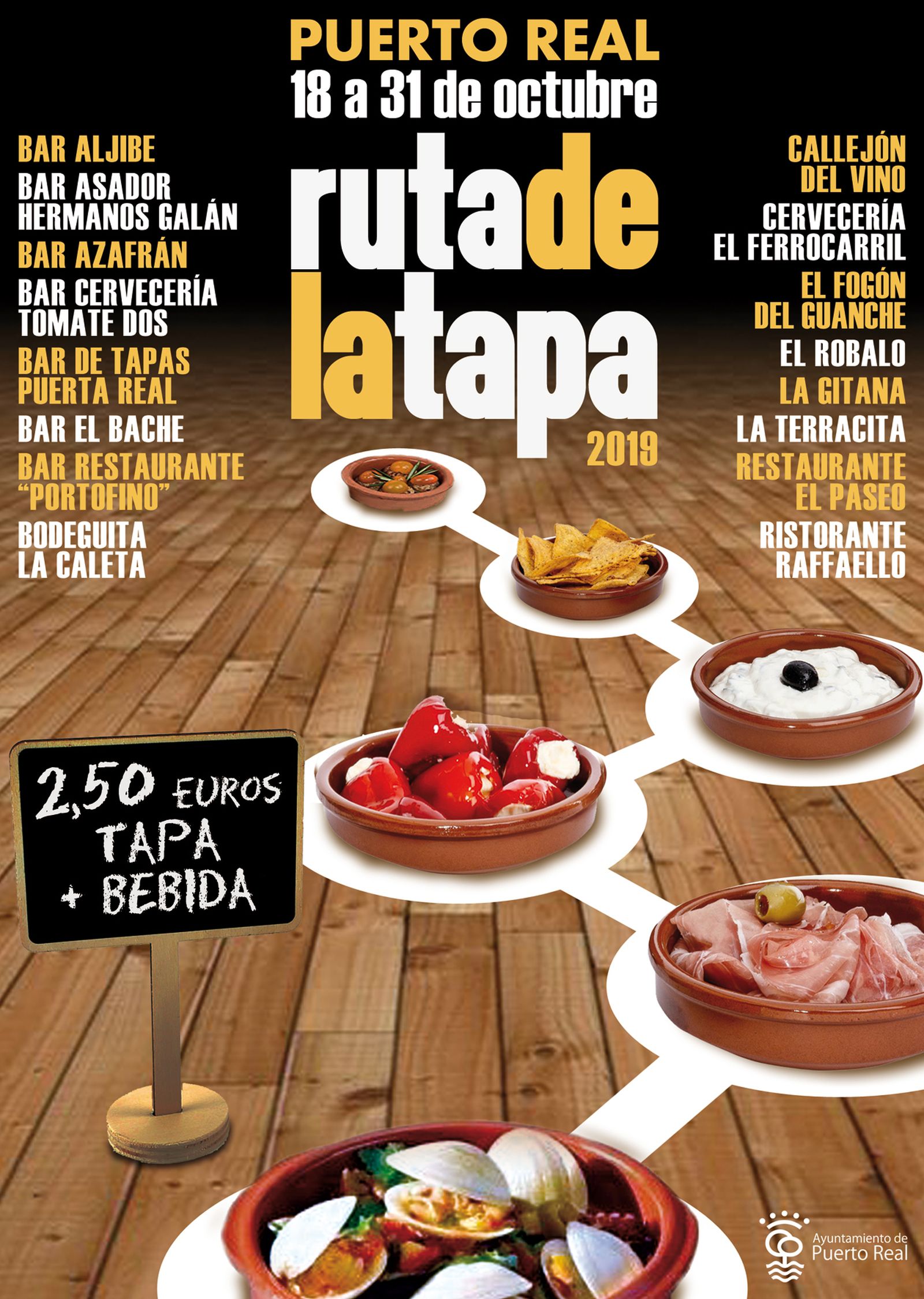 El cartel de la Ruta de la Tapa de Puerto Real.