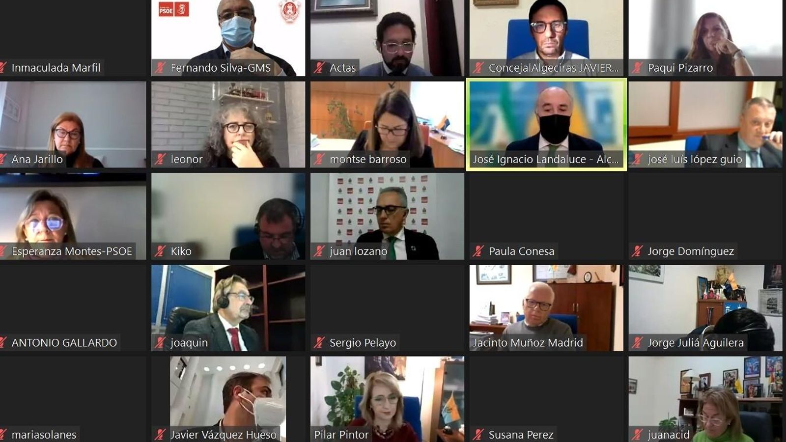 Un momento del pleno telemático de febrero del Ayuntamiento de Algeciras