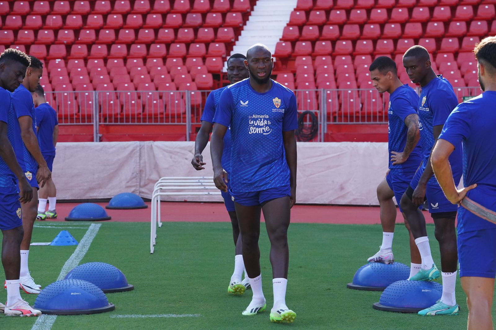 Baba, Koné, Lopy y Mendes, en un entrenamiento de la pasada semana