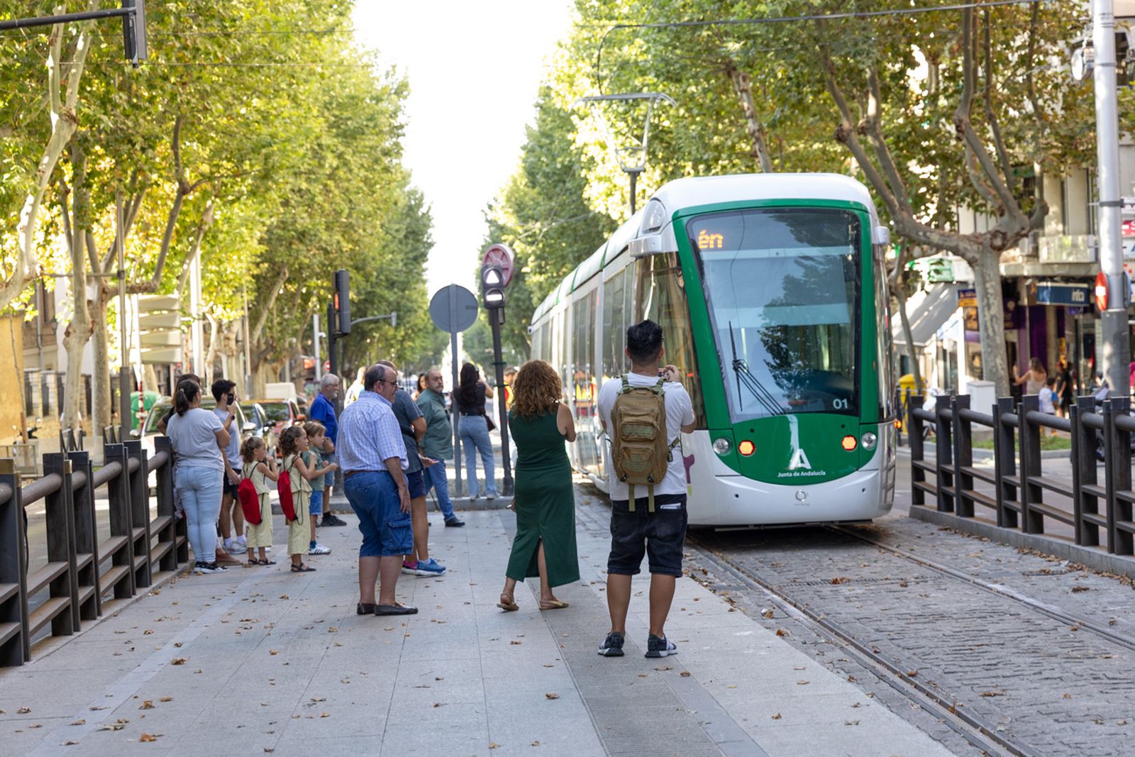 Jiennenses observan las pruebas del tranvía.