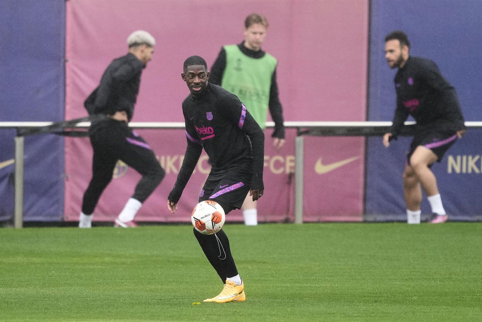Dembele, en un entrenamiento del Barça.
