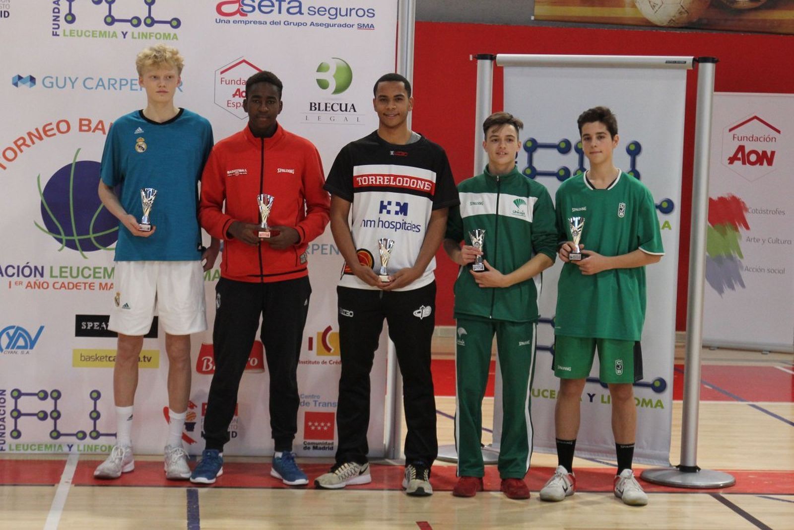 Quinteto ideal del Torneo Leucemia y Linfoma  cadete, con Juanjo Castro (Unicaja).