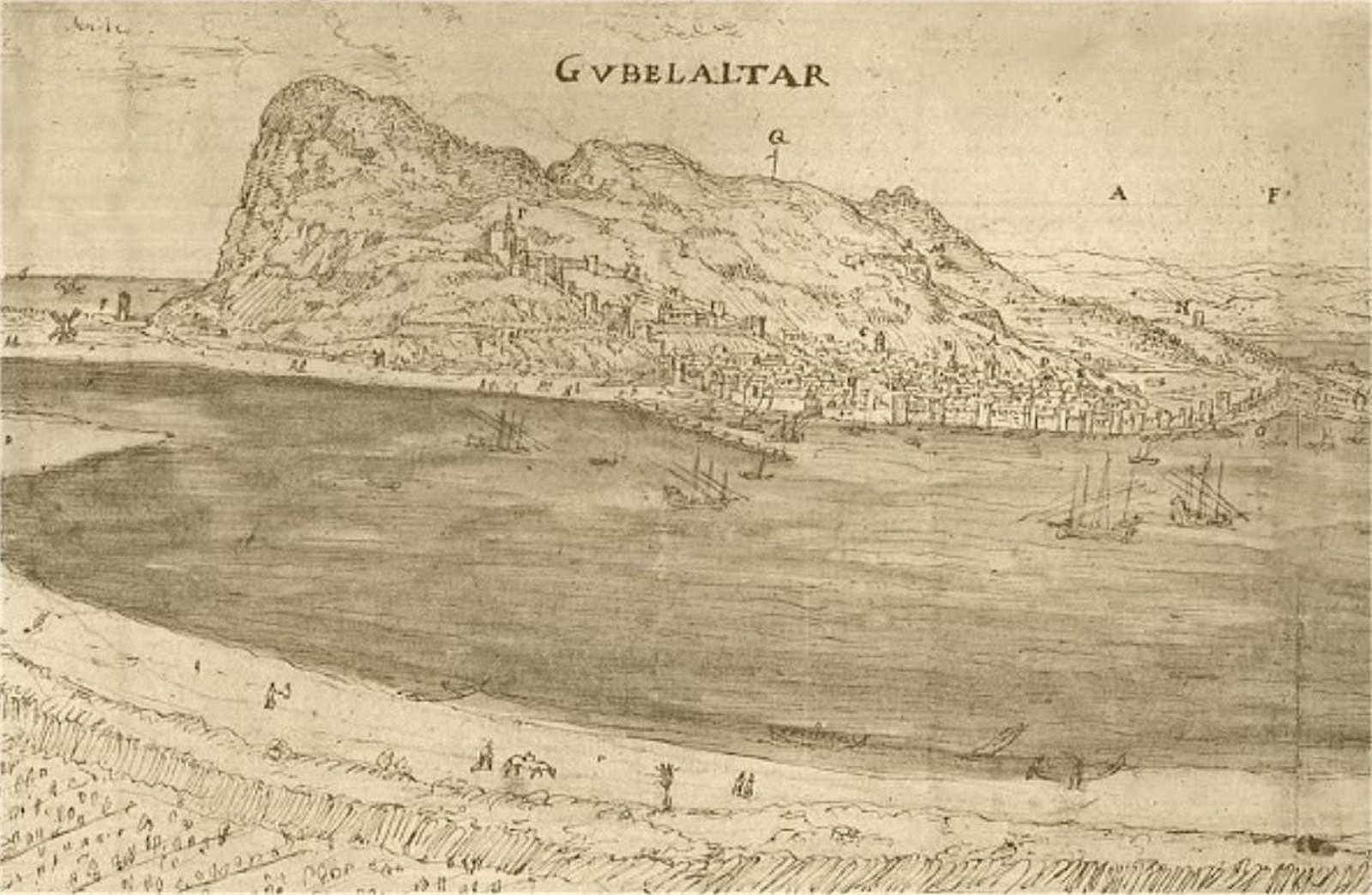 Gibraltar en Anton van den Wyngaerde (1562-1571). Gibraltar en Anton van den Wyngaerde (1562-1571).
