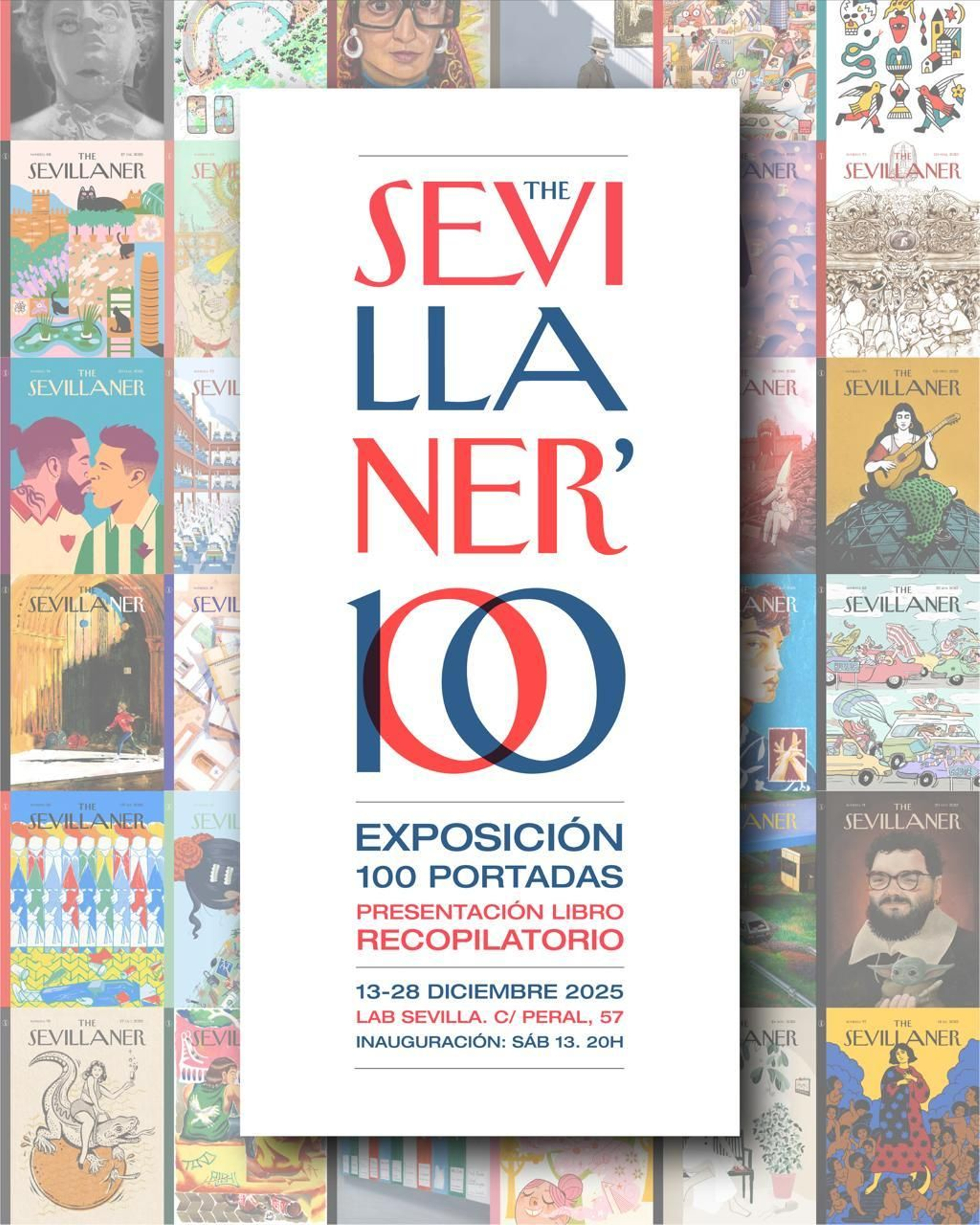 El cartel con las 100 portadas